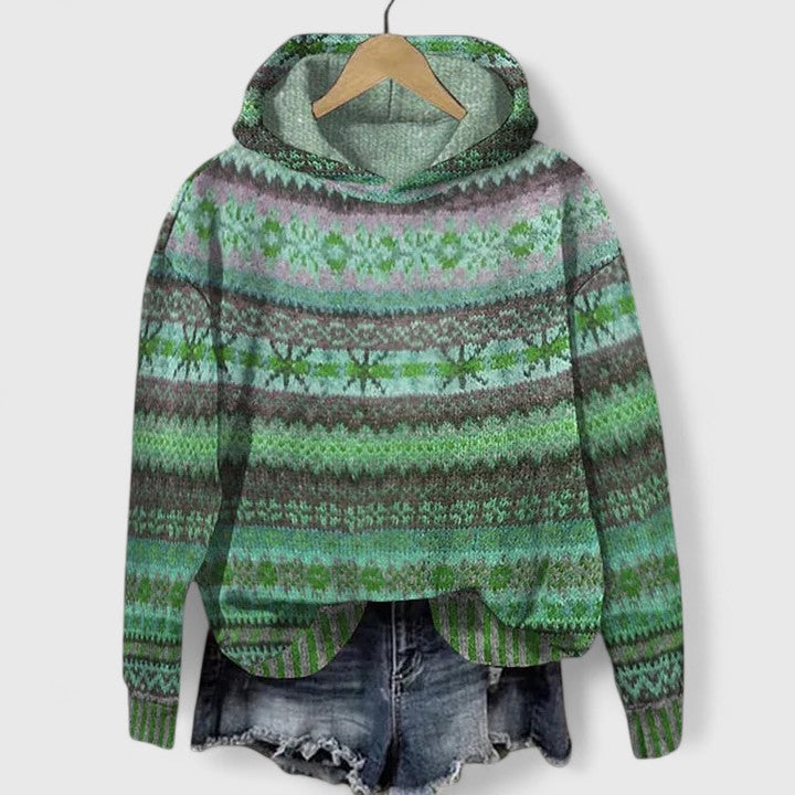 Bellamy | A Hooded Knit Sweater for Women, Patterned in Fair Isle Print