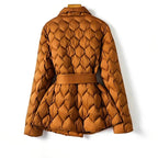 Adalyn | Women's Shawl Collar Quilted Puffer Coat with Self-Tie Belt