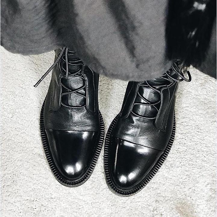 Rowena | Women's Mid Calf Lace Up Leather Combat Boots