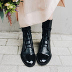 Rowena | Women's Mid Calf Lace Up Leather Combat Boots