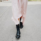 Rowena | Women's Mid Calf Lace Up Leather Combat Boots