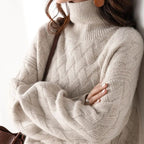 Marigold | Women's Basket Weave Chunky Turtleneck Sweater