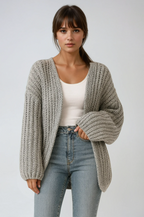 Perpetua | Women's Chunky Knit Cardigan with Oversized Balloon Sleeves