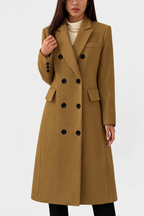 Octavia | Women's Double-Breasted Long Coat with Peak Lapel