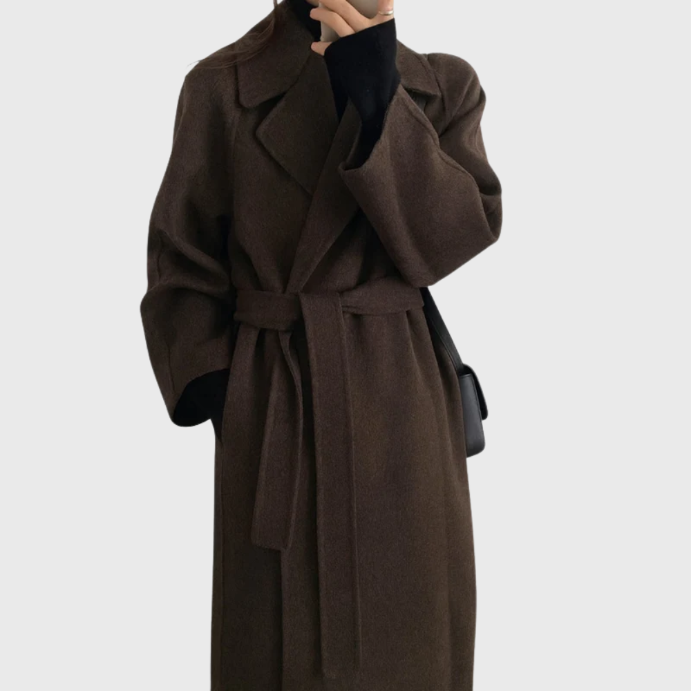 Ilse | Women's Belted Long Wool-Blend Wrap Coat