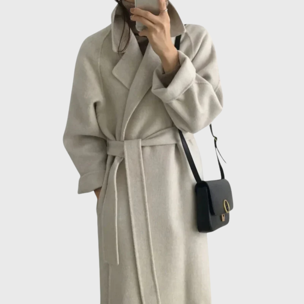 Ilse | Women's Belted Long Wool-Blend Wrap Coat