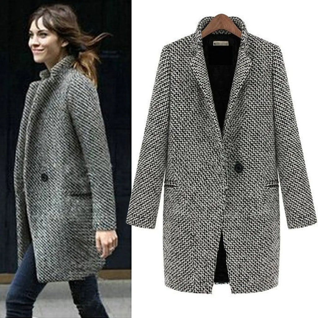 Roxanne | Women’s Mid Length Notch Lapel Single Breasted Coat