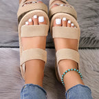 Double Strap Espadrille Flatform Slide Sandal