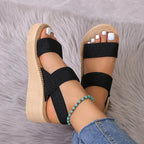 Double Strap Espadrille Flatform Slide Sandal