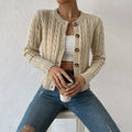 Fenwick | Women's Cropped Cable Knit Button Front Cardigan