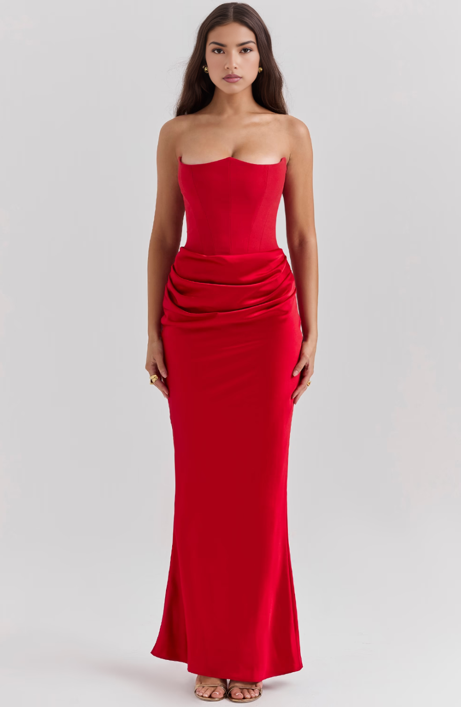 Draped Satin Strapless Homecoming Dress