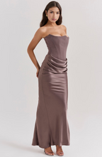 Draped Satin Strapless Homecoming Dress