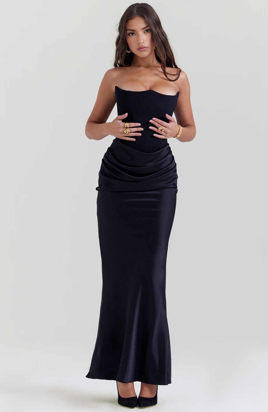 Draped Satin Strapless Homecoming Dress