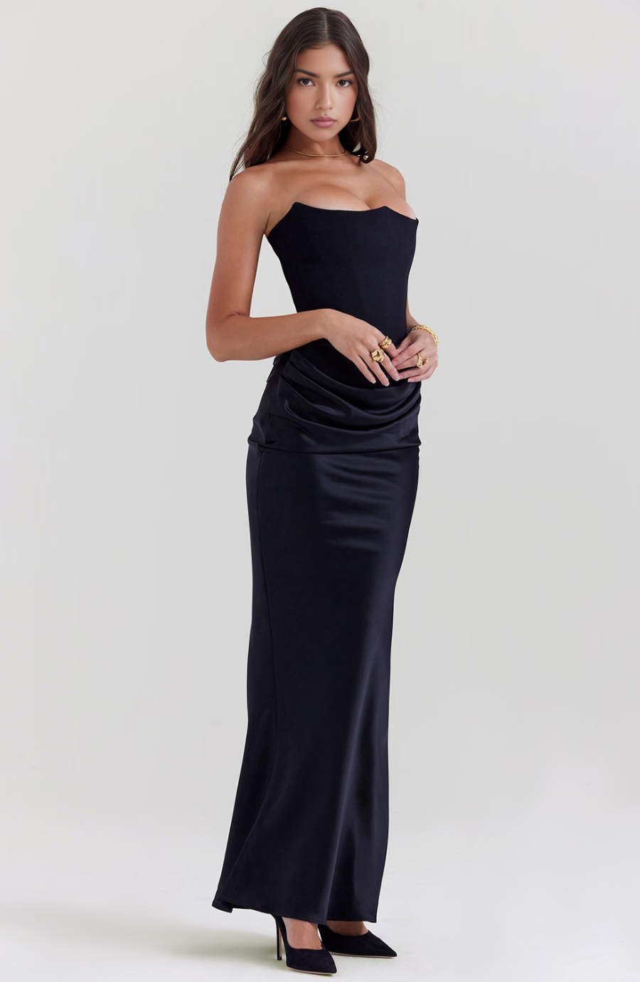 Draped Satin Strapless Homecoming Dress