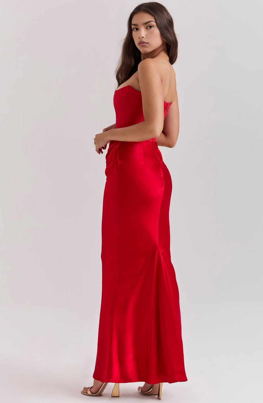 Draped Satin Strapless Homecoming Dress