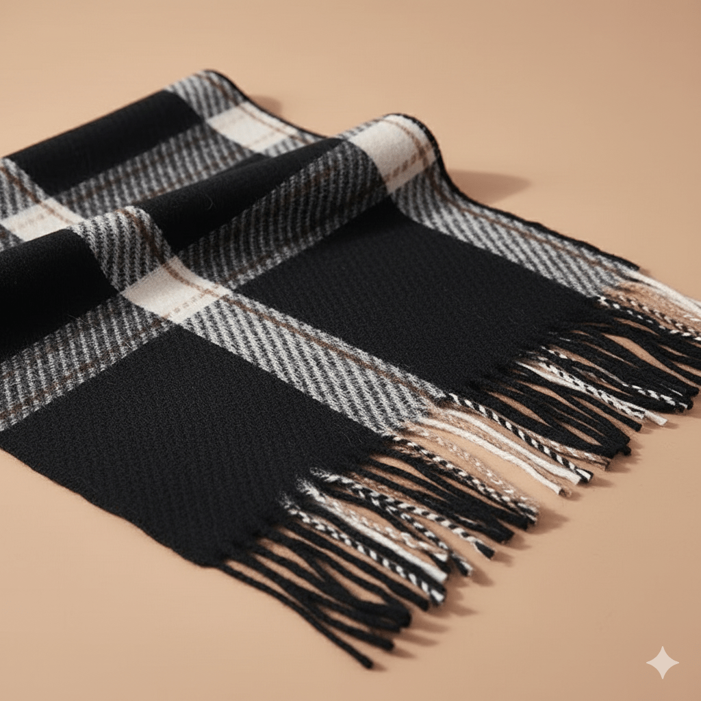Bianca | Women’s Checked Scarf with Fringe Ends