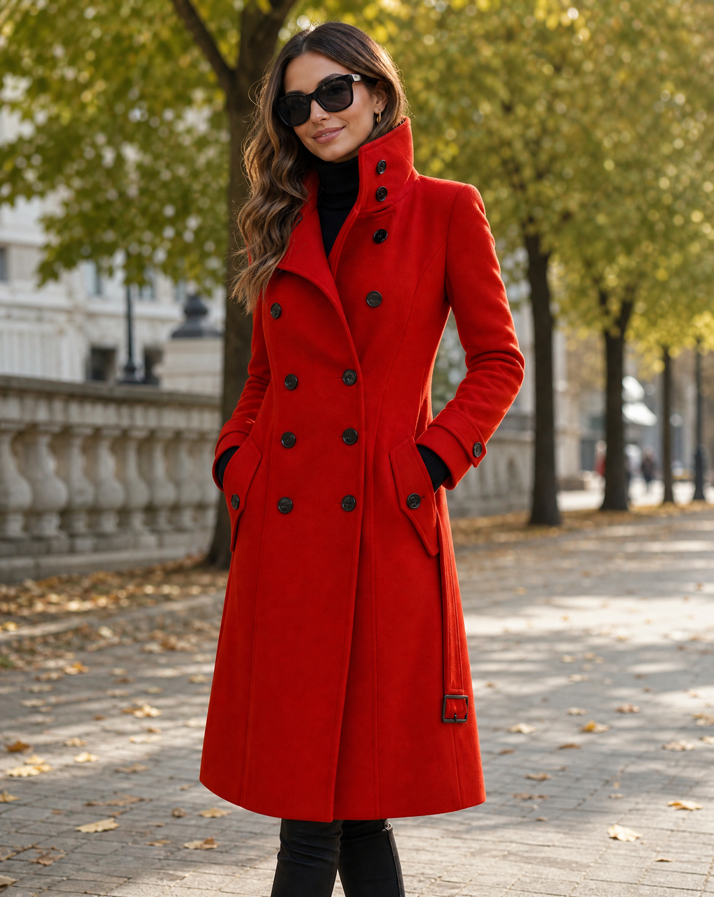 Theodora | Women's Long Stand Collar Double Breasted Coat