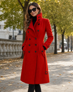 Theodora | Women's Long Stand Collar Double Breasted Coat