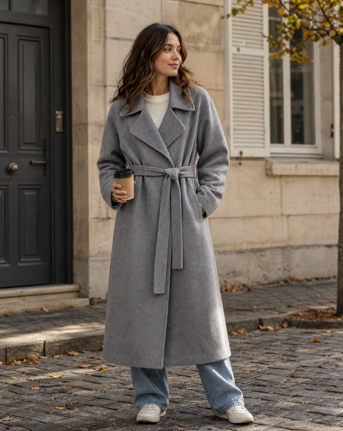 Ilse | Women's Belted Long Wool-Blend Wrap Coat