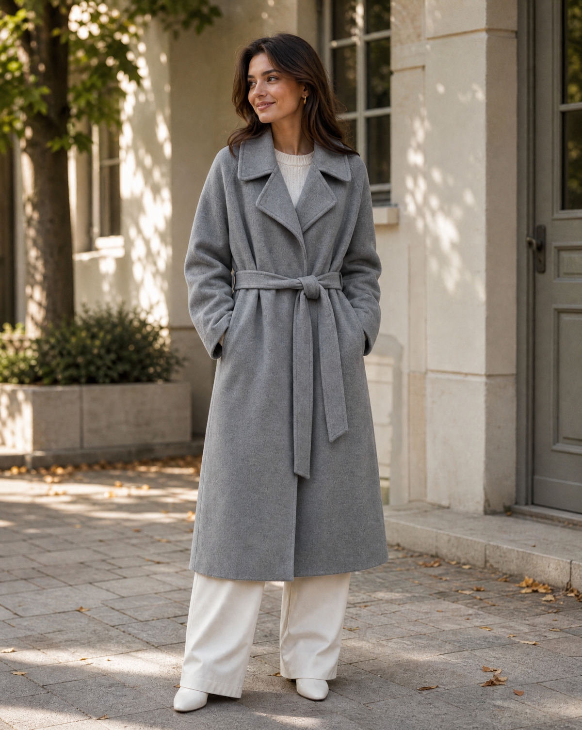 Ilse | Women's Belted Long Wool-Blend Wrap Coat