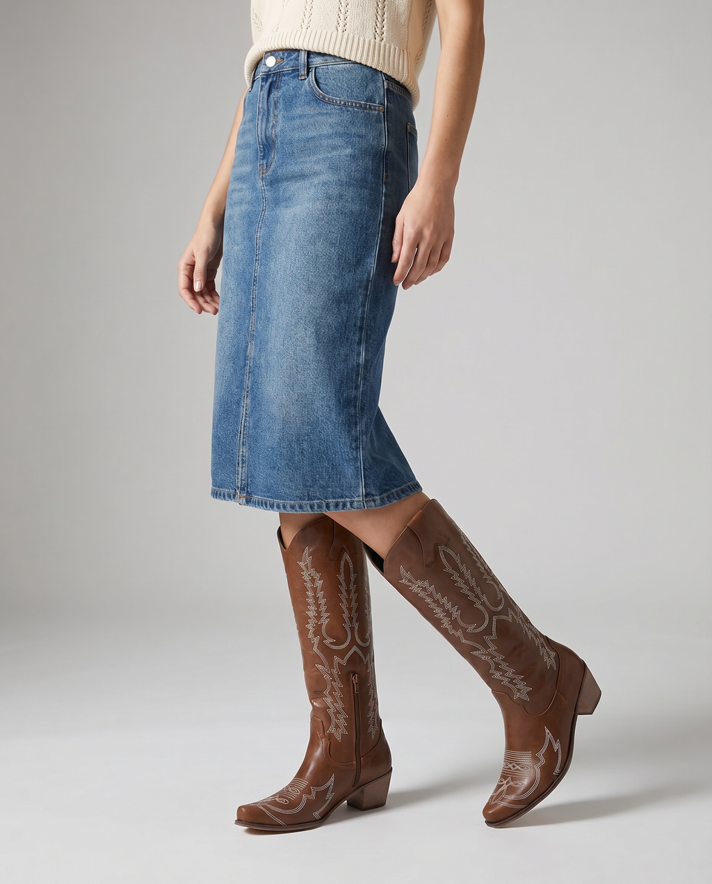 Josie | Women's Embroidered Cowboy Boots in Knee High Cut
