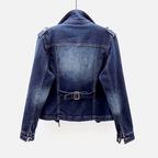 Josephine | Women's Fitted Zip-Front Denim Moto Jacket
