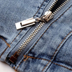 Josephine | Women's Fitted Zip-Front Denim Moto Jacket