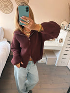 Emberly | Women's Chunky Zip-Up Cardigan in Cashmere Blend Knit