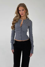Aurelia | Women's Fitted Ribbed Knit Cardigan with Button Placket