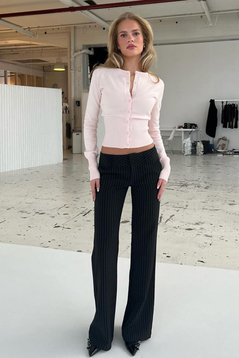 Aurelia | Women's Fitted Ribbed Knit Cardigan with Button Placket