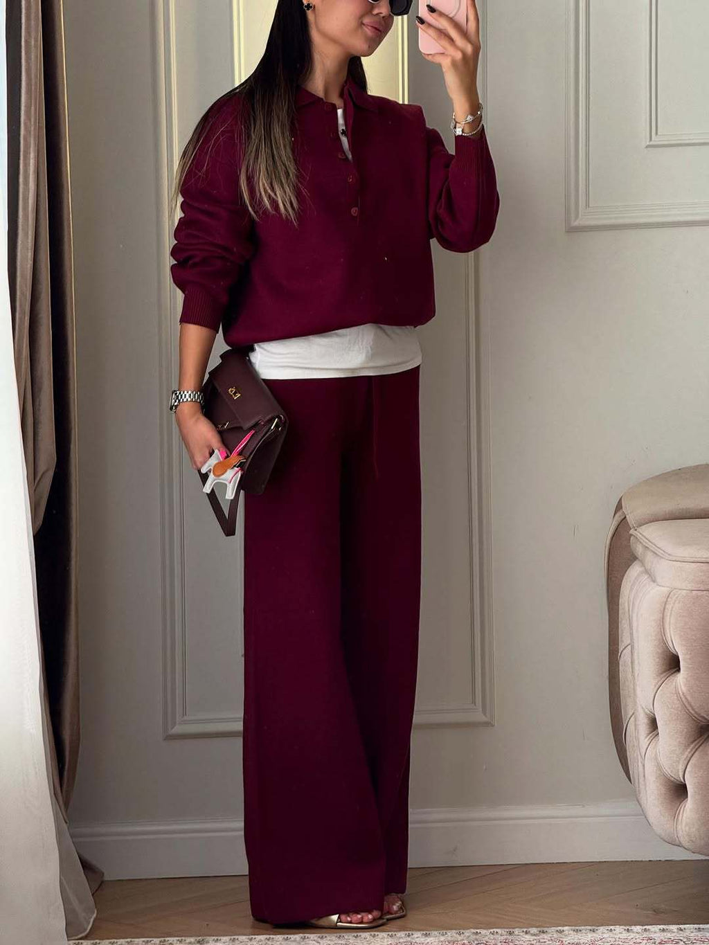 Kendall | Women’s Polo Sweater and Pants Set