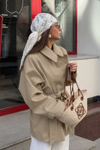 Delphine | Women's Short Belted Trench Jacket with Point Collar