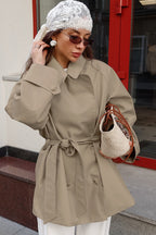 Delphine | Women's Short Belted Trench Jacket with Point Collar