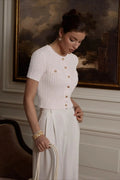 Isolde | Women's Cropped Button Front Ribbed Knit Cardigan