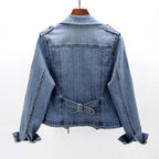 Josephine | Women's Fitted Zip-Front Denim Moto Jacket