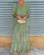 Floral Sequin Tiered Boho Maxi Dress - Wedding Guest