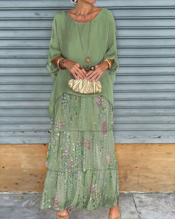 Floral Sequin Tiered Boho Maxi Dress - Wedding Guest