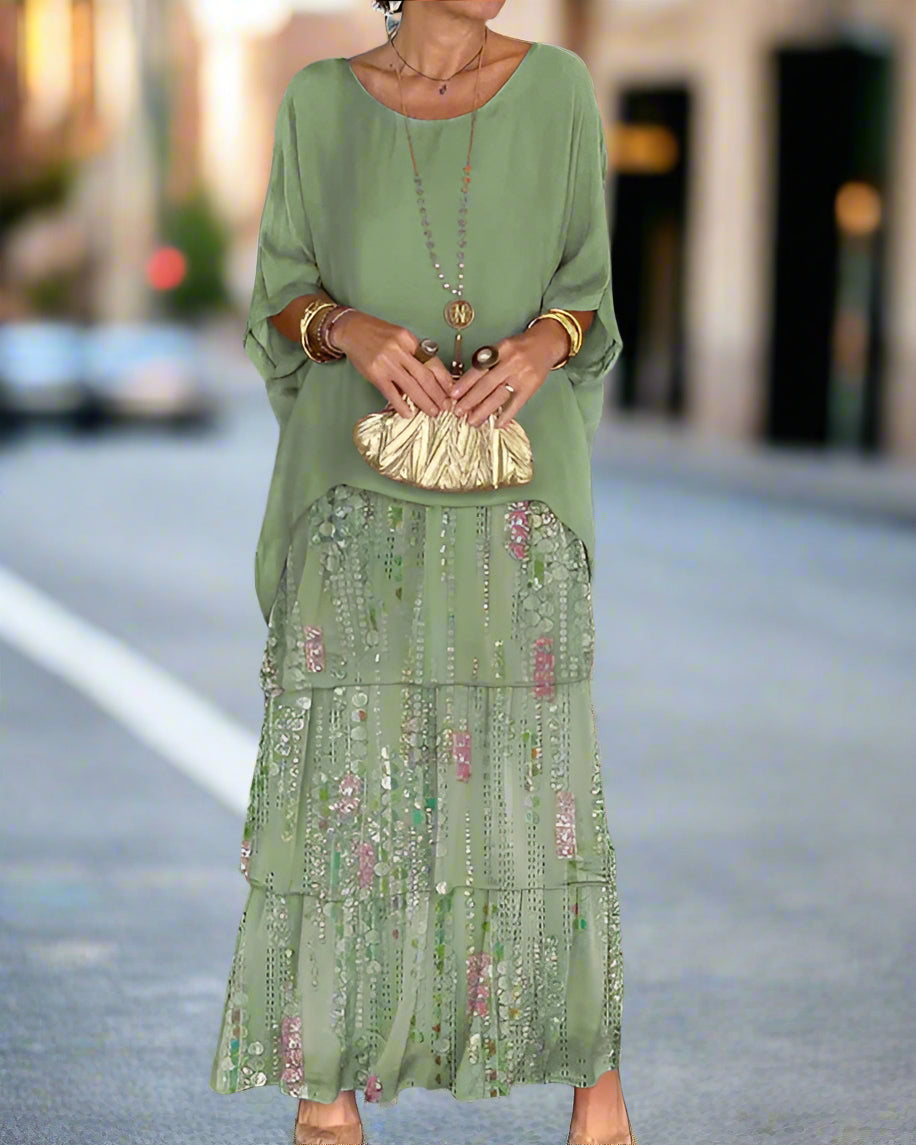 Floral Sequin Tiered Boho Maxi Dress - Wedding Guest