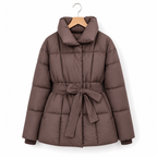 Cordelia | Women's Belted Quilted Puffer Jacket with Funnel Collar
