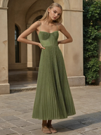 Sage Green Pleated Bustier Homecoming Dress