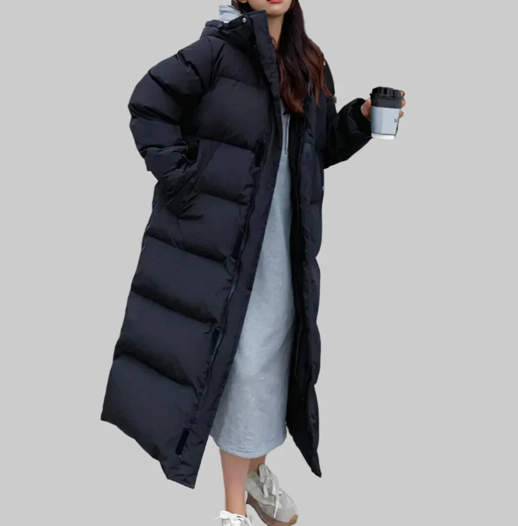 Solveig | Women's Ankle Length Maxi Puffer Coat with Hood
