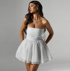 Strapless Sparkle Tulle Skater Mini Homecoming Dress