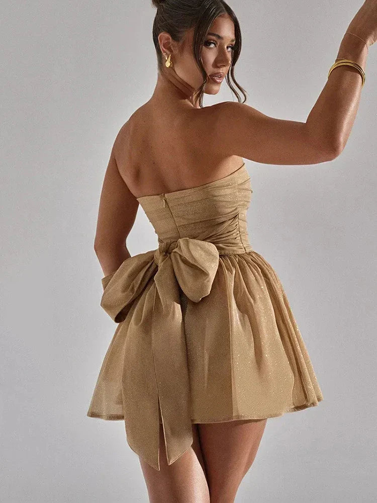 Strapless Sparkle Tulle Skater Mini Homecoming Dress
