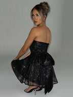 Strapless Sparkle Tulle Skater Mini Homecoming Dress