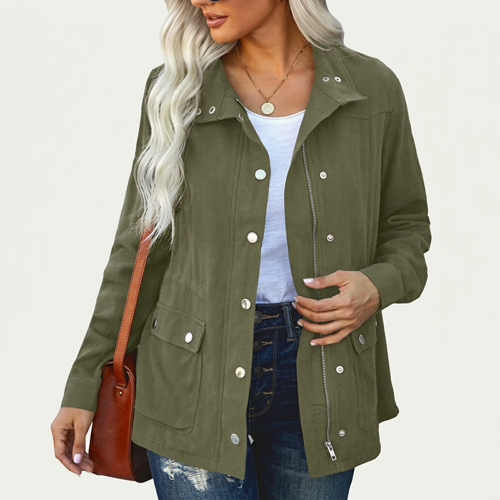 Odessa | Women's Snap-Button Zip-Front Cotton Field Jacket