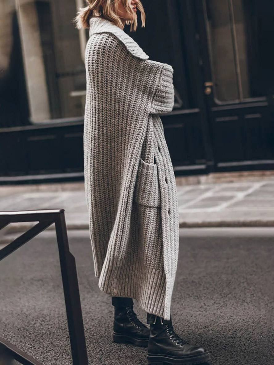 Zara | Women's Oversized Chunky Rib-Knit Longline Cardigan