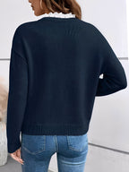 Bianca | Women's Lace-Trim V-Neck Pullover Sweater