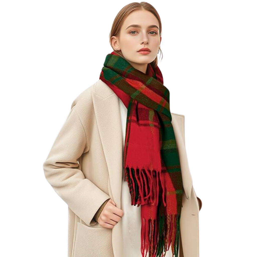 Lucy | Women’s Block Check Scarf with Fringe