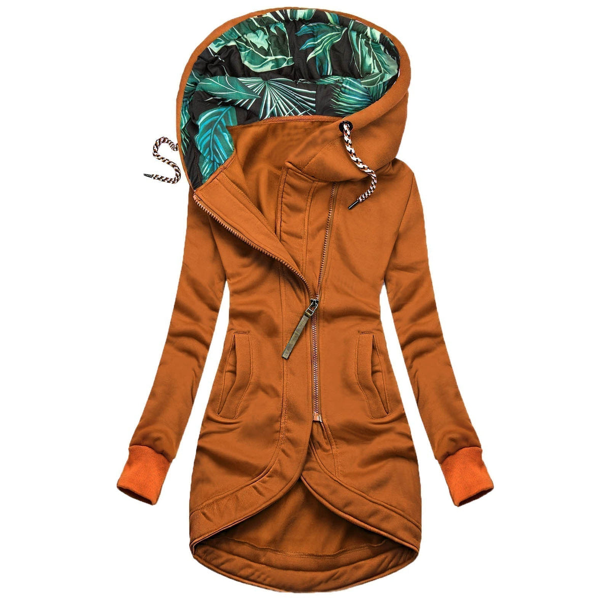 Cosima | Women's Hooded Zip-Front Jacket with Printed Contrast Lining