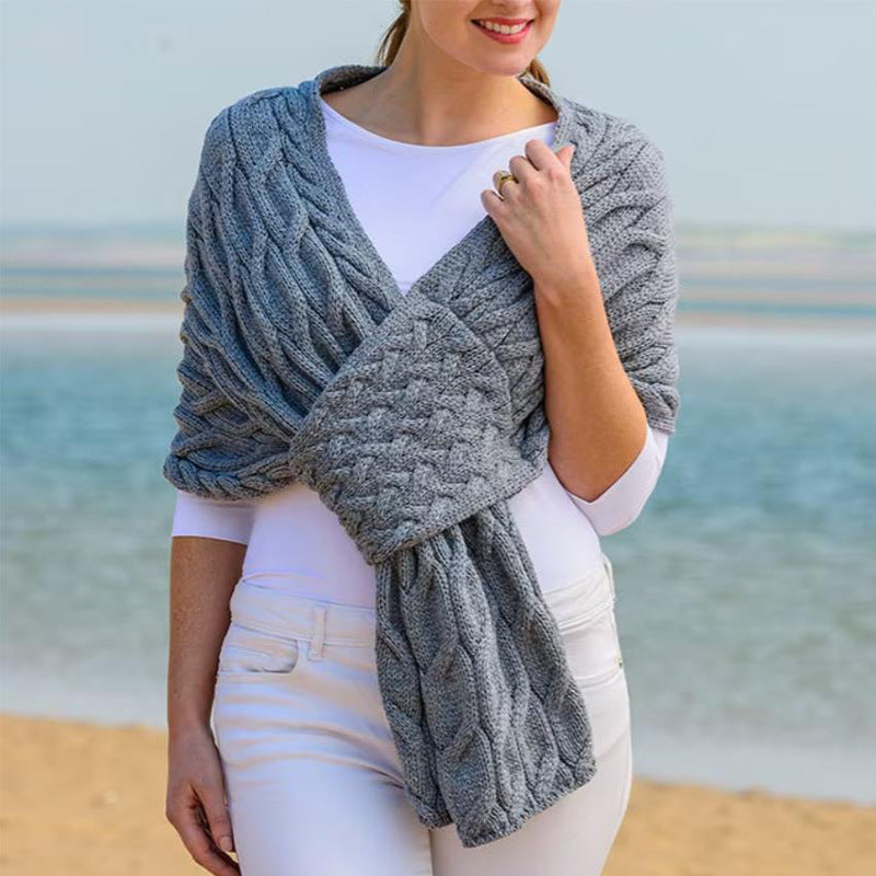 Blair | Women’s Cable Knit Shawl Wrap Scarf